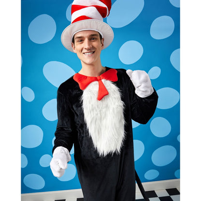Adult Cat in the Hat One Piece Costume - Dr. Seuss BLACK