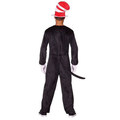Adult Cat in the Hat One Piece Costume - Dr. Seuss BLACK
