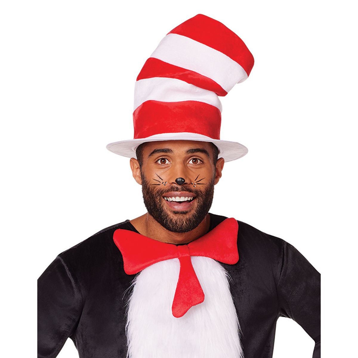 Adult Cat in the Hat One Piece Costume - Dr. Seuss BLACK
