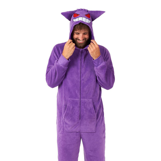 Adult Gengar Hooded Jumpsuit Costume - Pokémon PURPLE