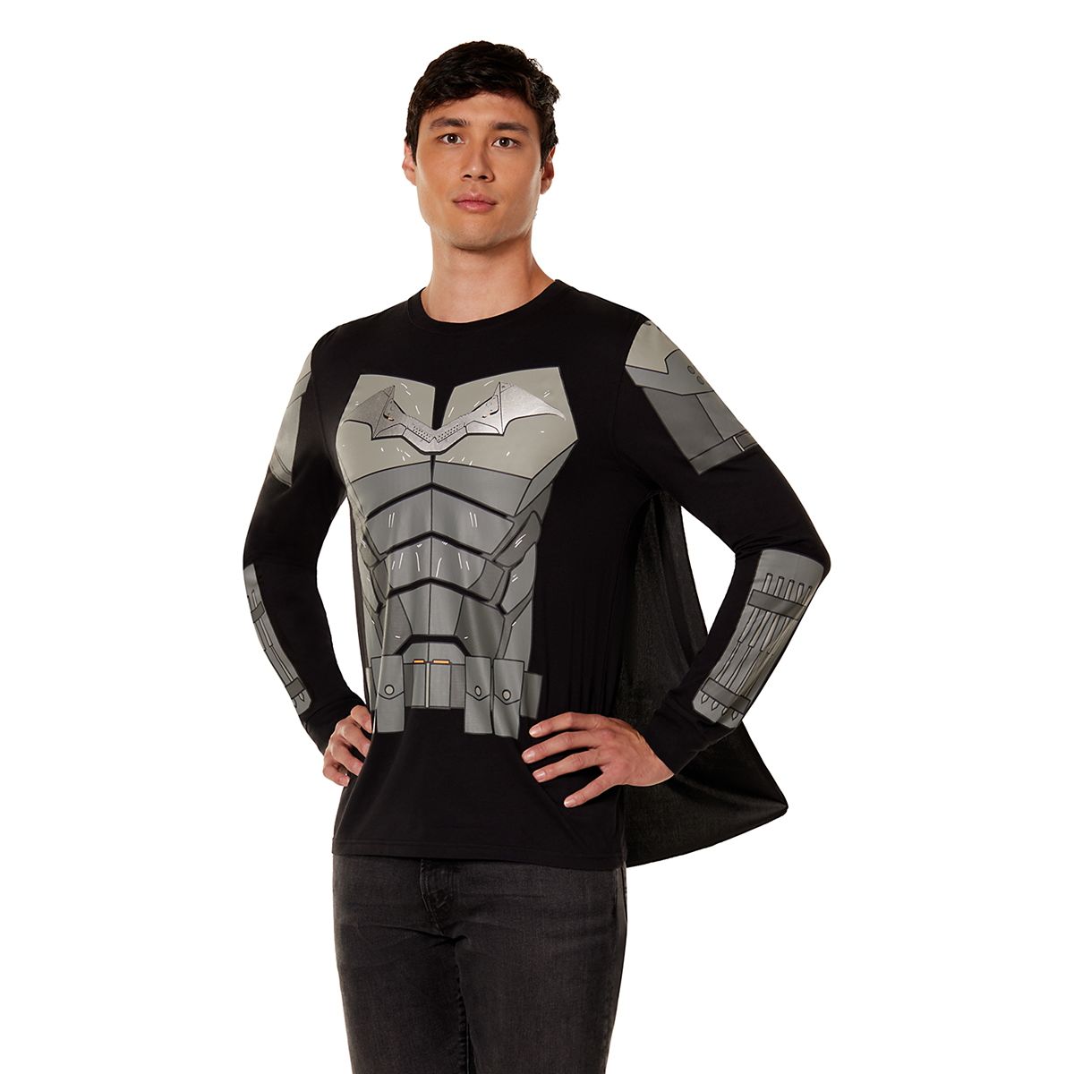 Caped Batman Long Sleeve T Shirt BLACK/GRAY