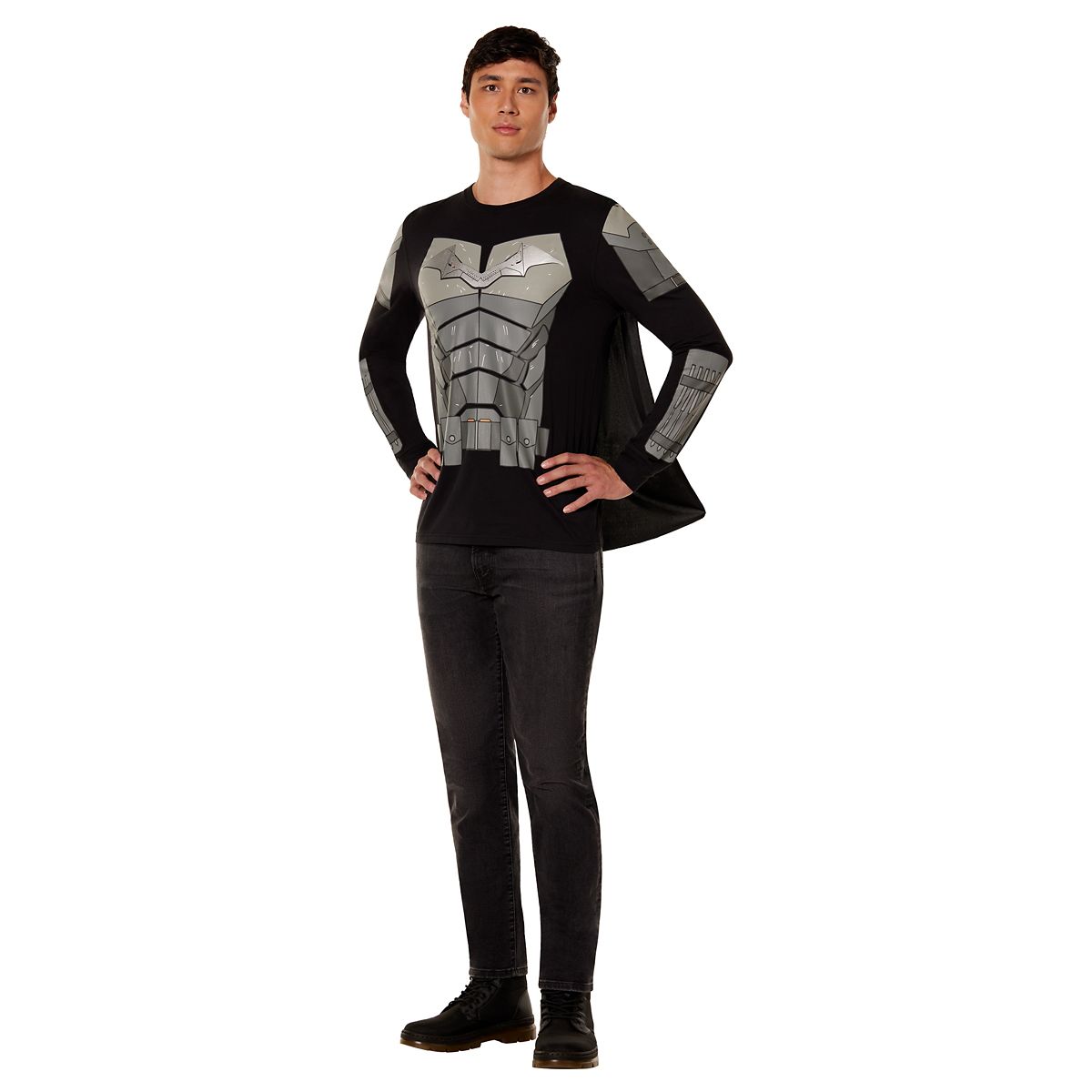 Caped Batman Long Sleeve T Shirt BLACK/GRAY