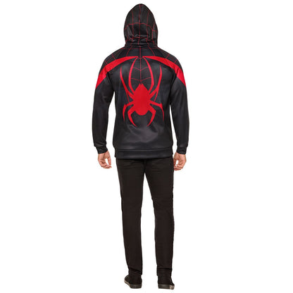 Adult Miles Morales Costume Top and Mask - Spider-Man Classic BLACK AND RED