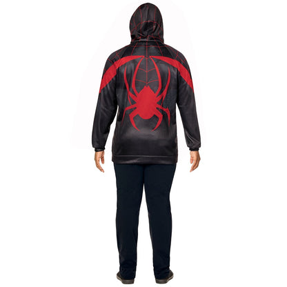 Adult Miles Morales Costume Top and Mask - Spider-Man Classic BLACK AND RED